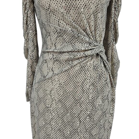 Anthropologie Skies Are Blue Womans size XS Animal Print Midi Dress Sequins NEW - Picture 4 of 9